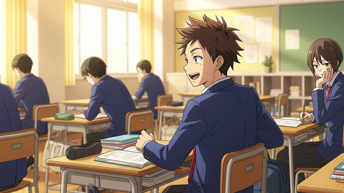 Учень в класі розмовляє. Гіперактивний школяр.