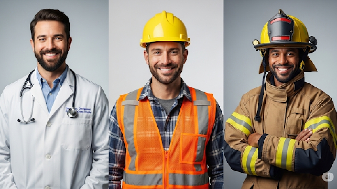 Лікар, будівельник та пожежник.
