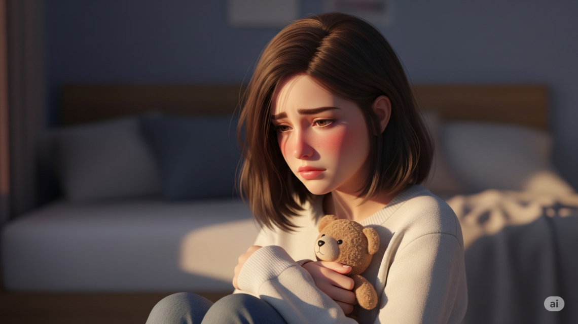 Мила дівчина сумує