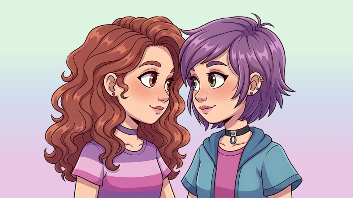 Дві милі дівчини закохано дивляться одна на одну